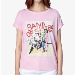 Zadig & Voltaire Pink Graphic 'Band of Sisters' Tee